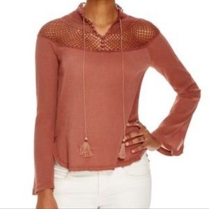 Free People On The Island Crochet Blouse Sz Small